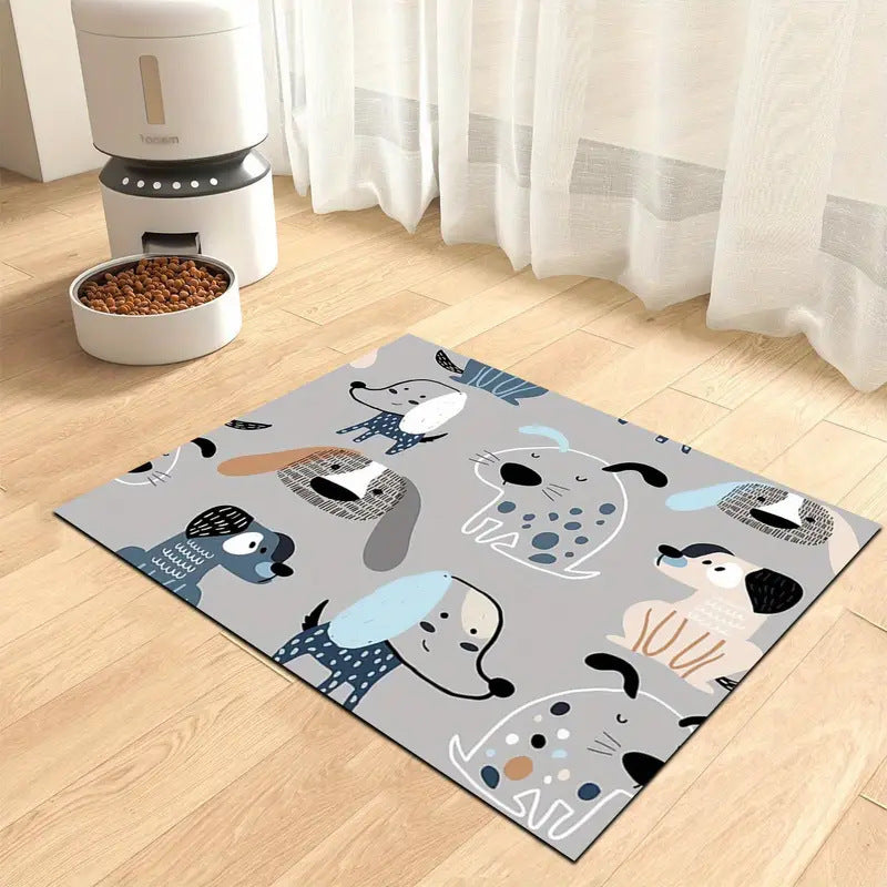 Alfombrilla para comederos de mascotas con base antideslizante