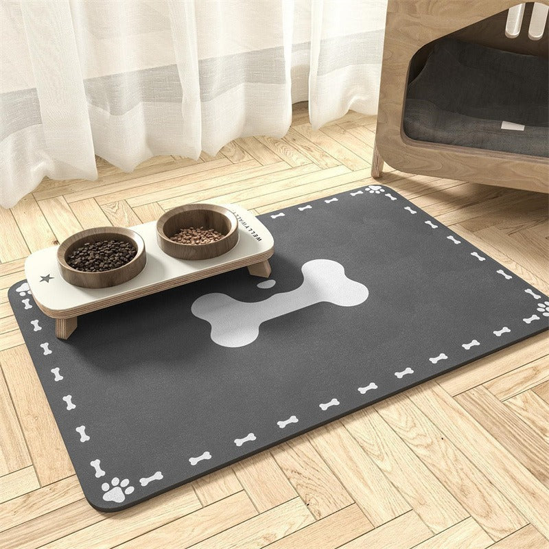 Alfombrilla para comederos de mascotas con base antideslizante
