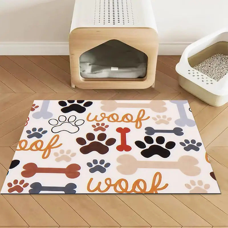 Alfombrilla para comederos de mascotas con base antideslizante