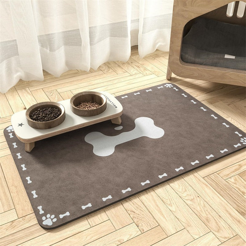 Alfombrilla para comederos de mascotas con base antideslizante