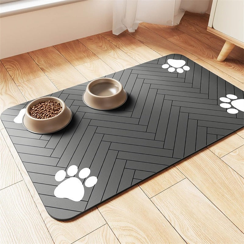 Alfombrilla para comederos de mascotas con base antideslizante