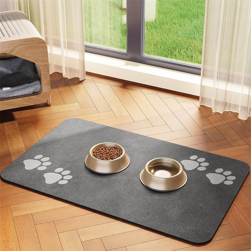 Alfombrilla para comederos de mascotas con base antideslizante
