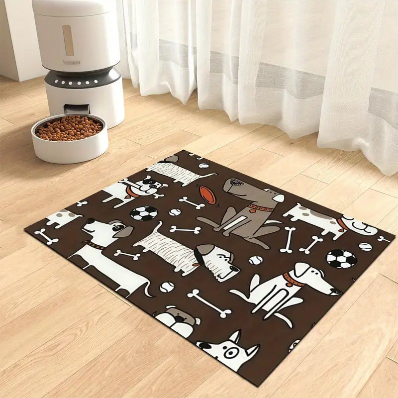 Alfombrilla para comederos de mascotas con base antideslizante