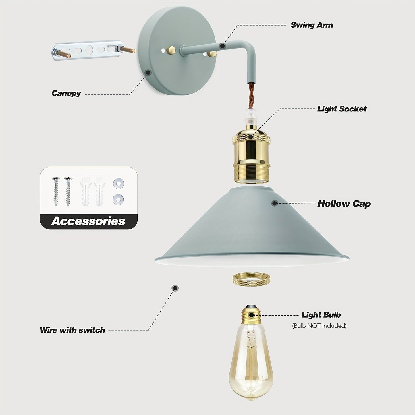 Aplique de Pared de Metal Moderno | Lámpara de Pared Industrial con Acabado Aceitado