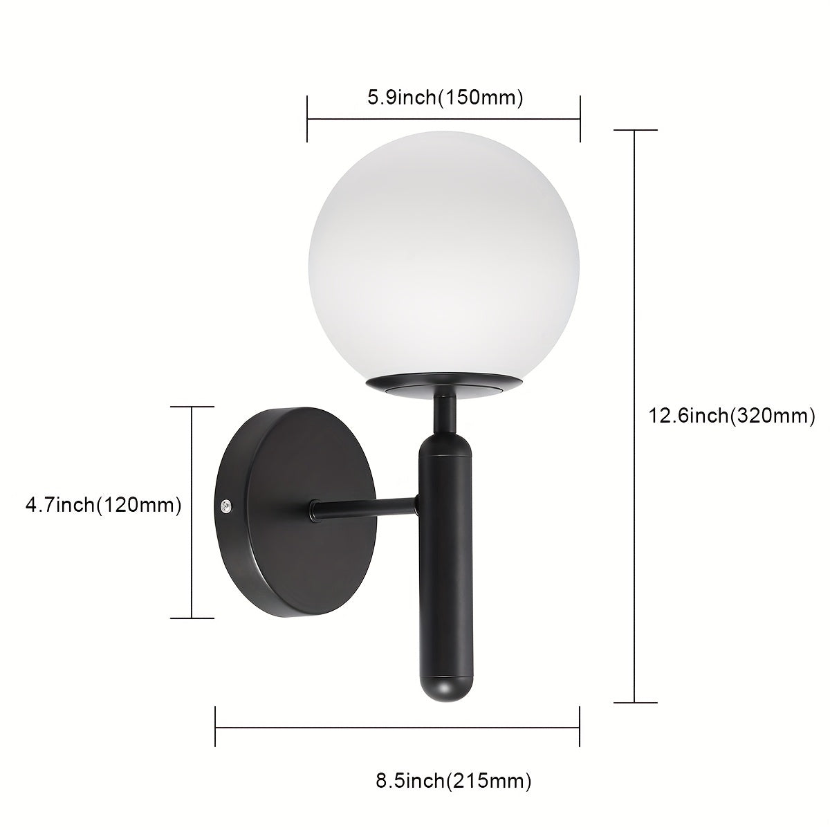 Aplique de Pared de Vidrio Moderno en Forma de Globo | Fijación Semi-Flush de Metal Pulido
