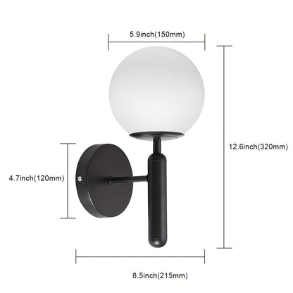 Aplique de Pared de Vidrio Moderno en Forma de Globo | Fijación Semi-Flush de Metal Pulido