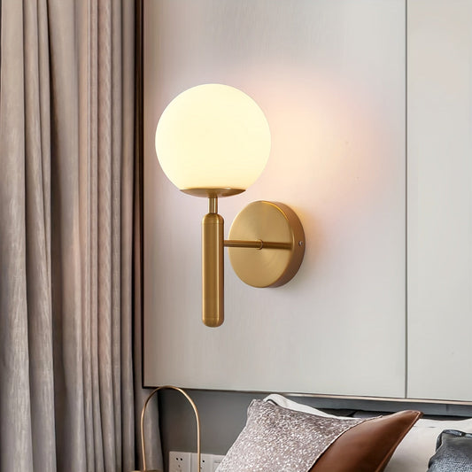 Aplique de Pared de Vidrio Moderno en Forma de Globo | Fijación Semi-Flush de Metal Pulido