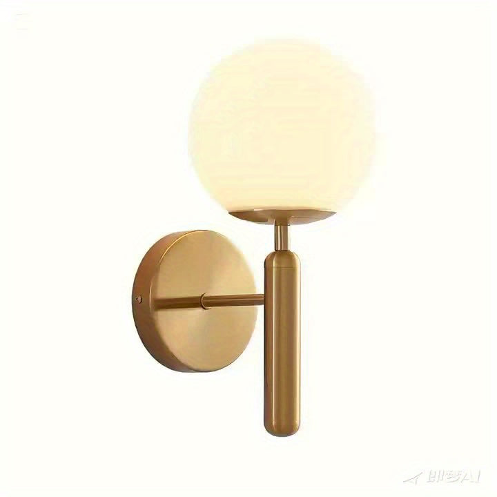 Aplique de Pared de Vidrio Moderno en Forma de Globo | Fijación Semi-Flush de Metal Pulido