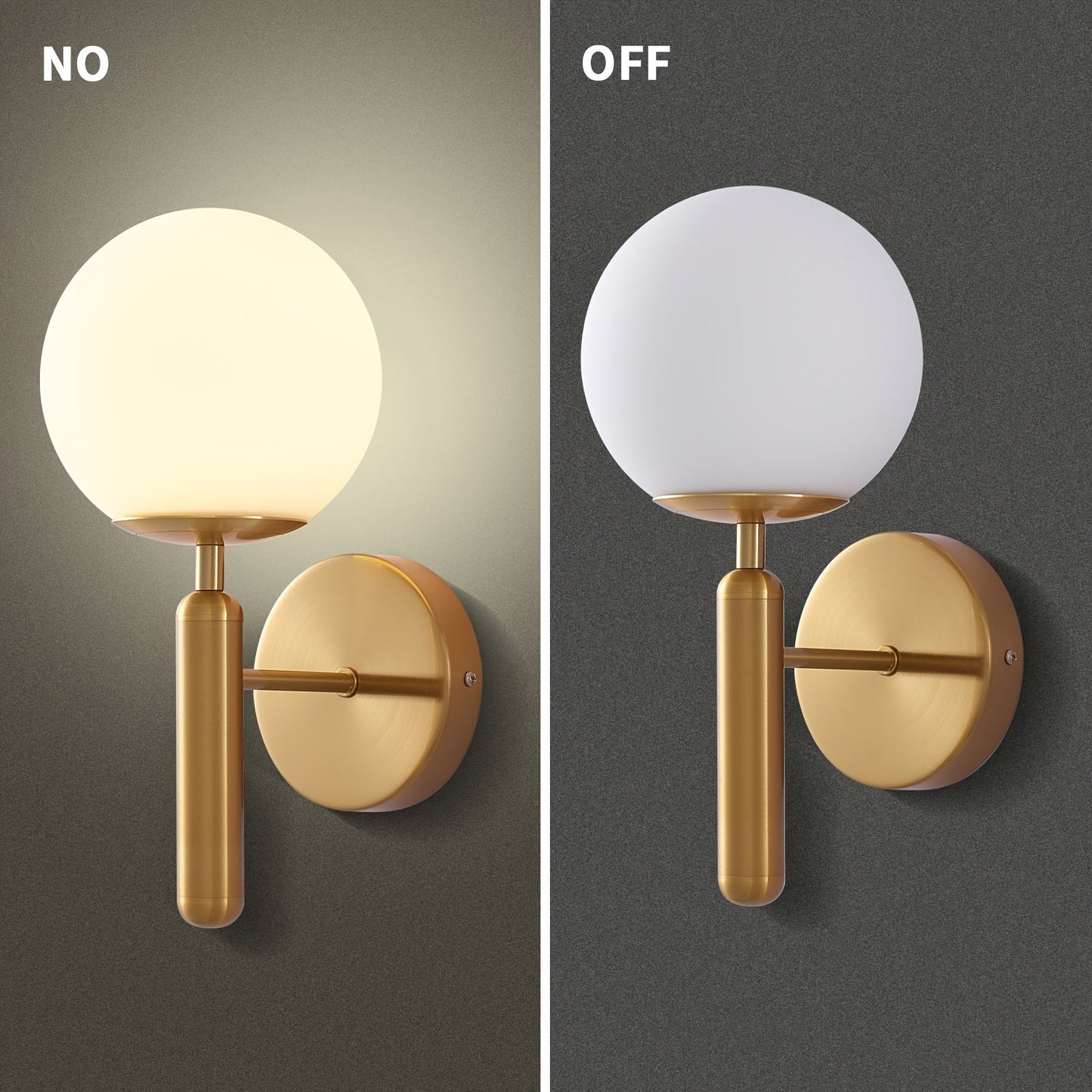 Aplique de Pared de Vidrio Moderno en Forma de Globo | Fijación Semi-Flush de Metal Pulido