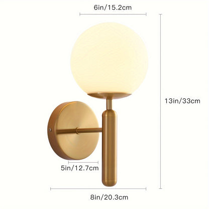 Aplique de Pared de Vidrio Moderno en Forma de Globo | Fijación Semi-Flush de Metal Pulido