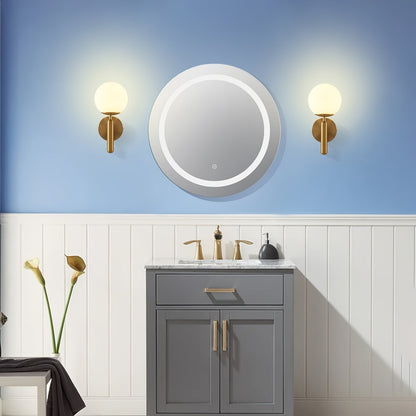 Aplique de Pared de Vidrio Moderno en Forma de Globo | Fijación Semi-Flush de Metal Pulido