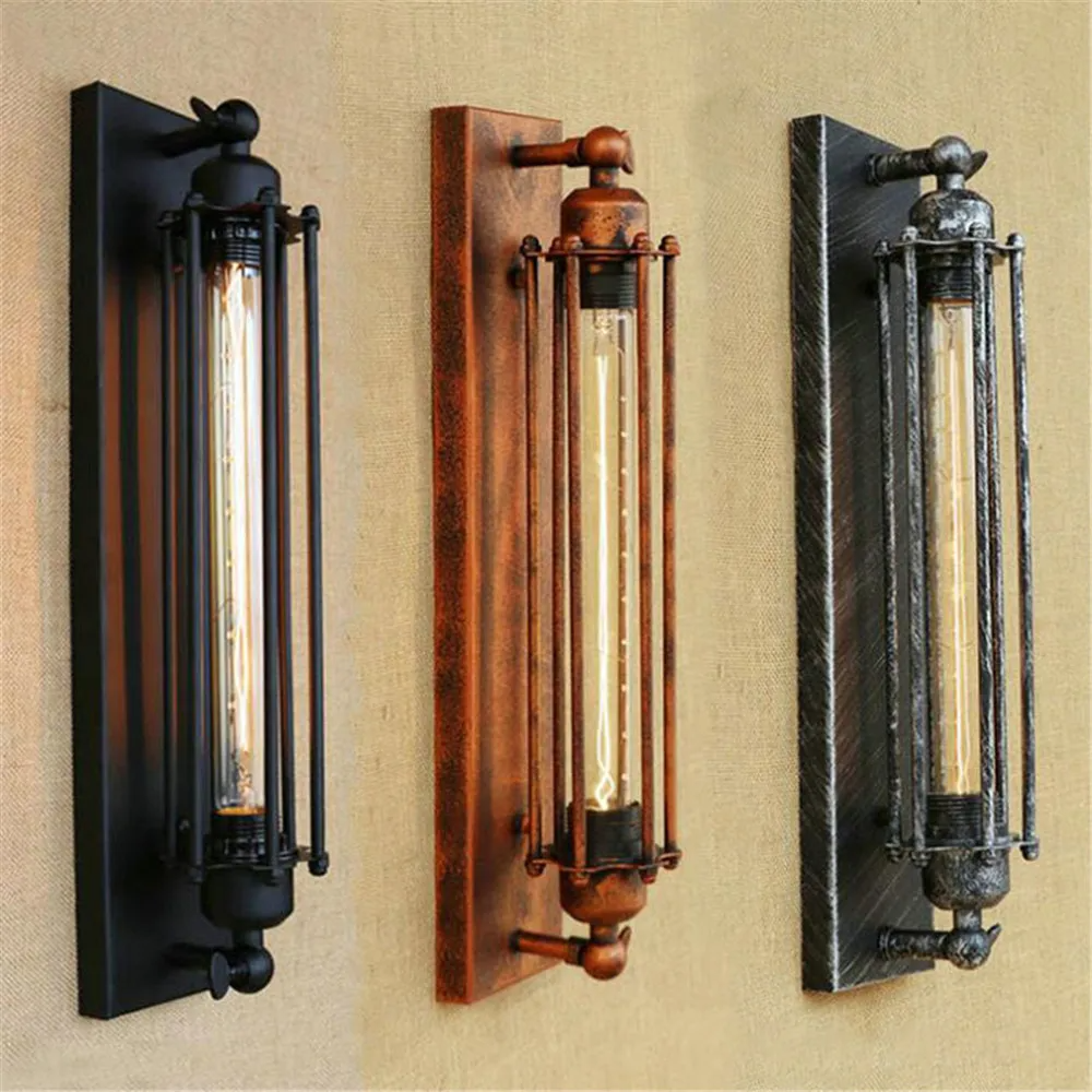 Aplique de pared industrial tipo jaula