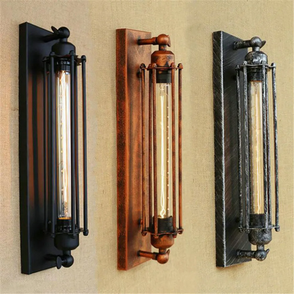 Aplique de pared industrial tipo jaula