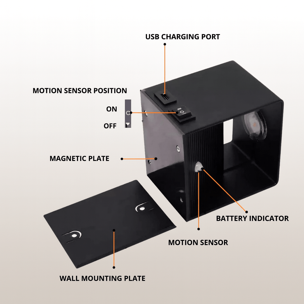 Aplique de pared LED inalámbrico con haz de luz ajustable