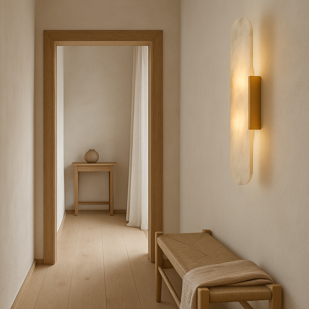 Aplique de pared moderno de mármol y piedra natural con LED regulable en dorado o negro
