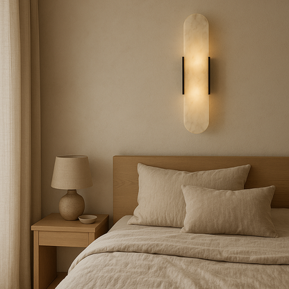 Aplique de pared moderno de mármol y piedra natural con LED regulable en dorado o negro