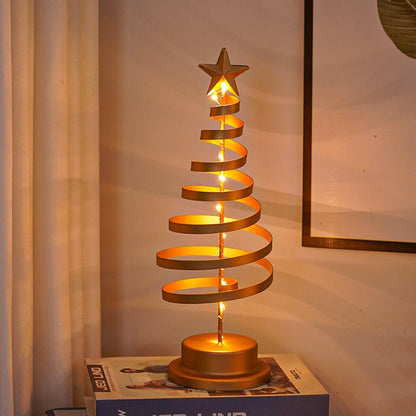 Árbol de Navidad LED con diseño en espiral y estrella decorativa