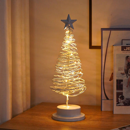 Árbol de Navidad LED con diseño en espiral y estrella decorativa