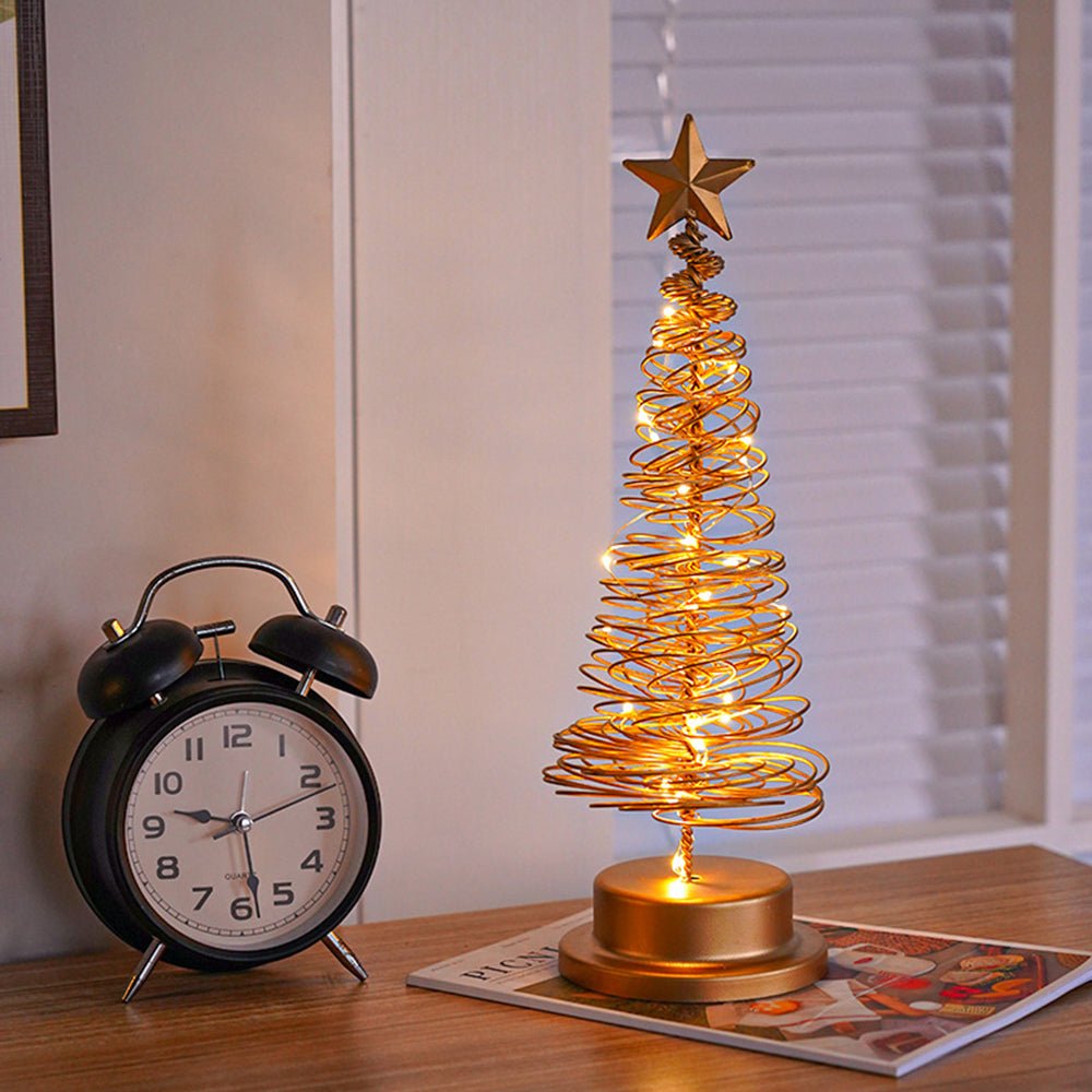 Árbol de Navidad LED con diseño en espiral y estrella decorativa