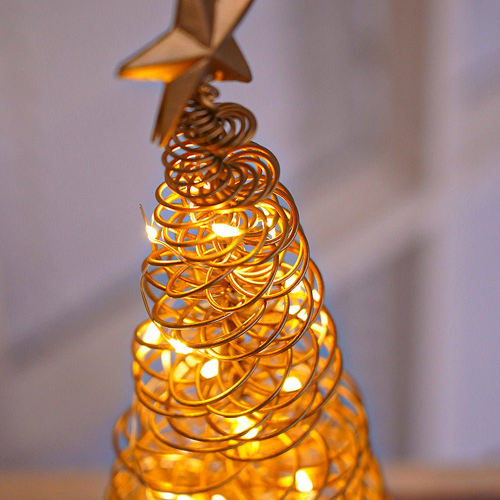 Árbol de Navidad LED con diseño en espiral y estrella decorativa