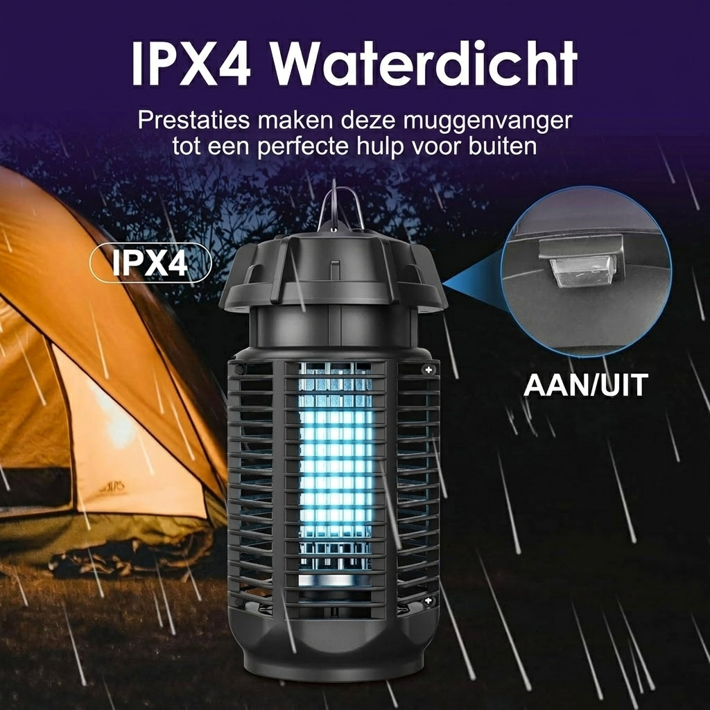 Asesino Eléctrico de Insectos con Luz UV de 20W y Voltaje de 4200V, Impermeable IPX4
