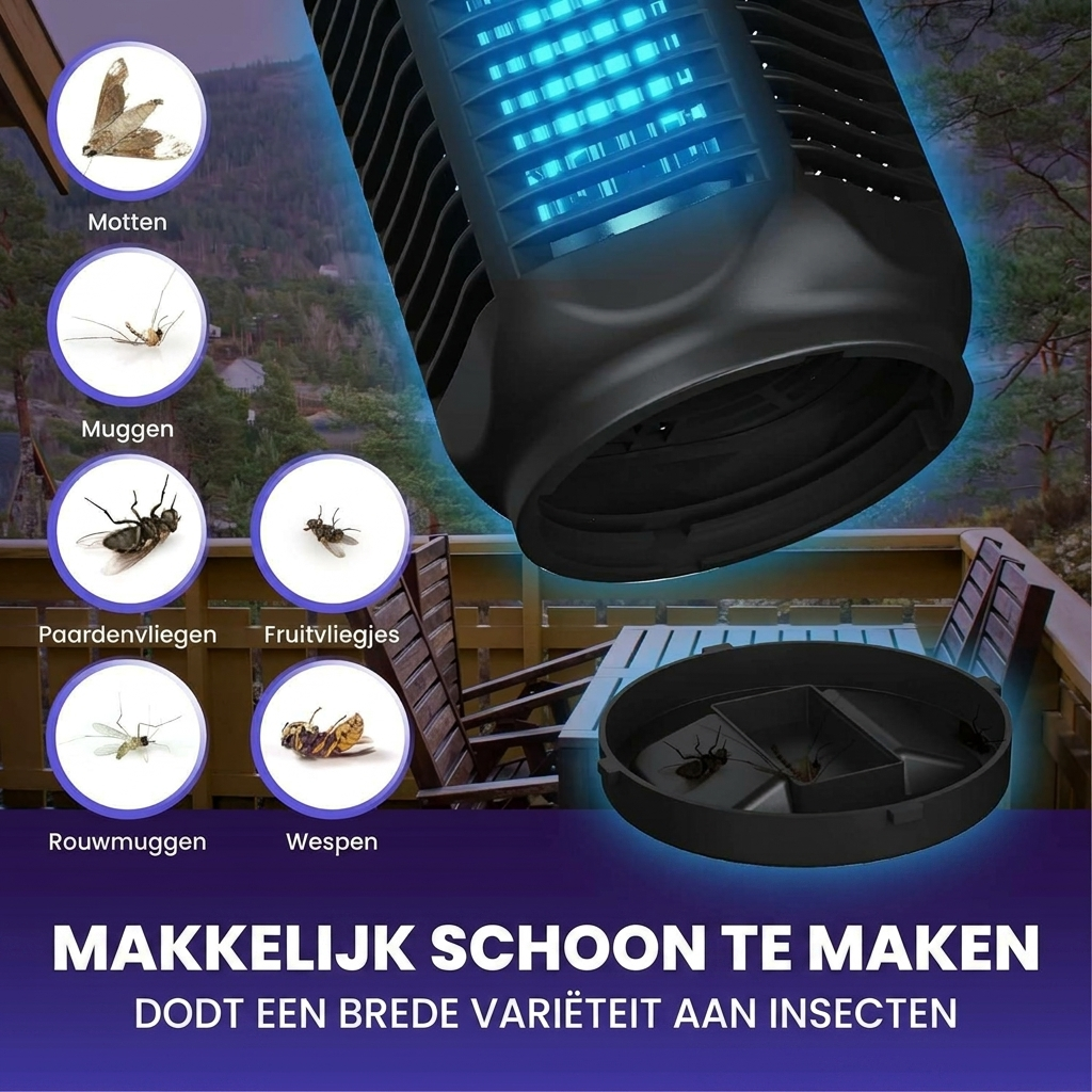 Asesino Eléctrico de Insectos con Luz UV de 20W y Voltaje de 4200V, Impermeable IPX4