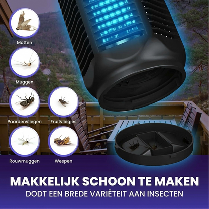 Asesino Eléctrico de Insectos con Luz UV de 20W y Voltaje de 4200V, Impermeable IPX4
