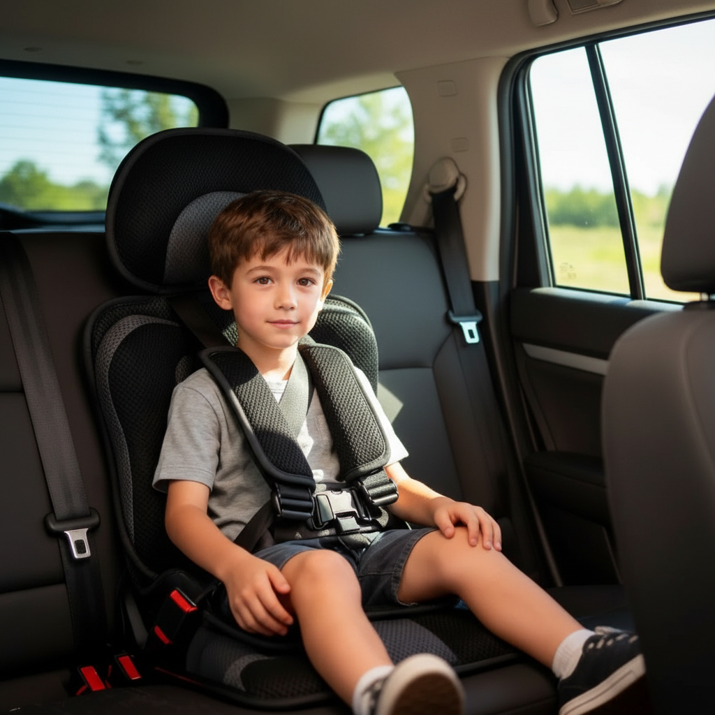 Asiento elevador de coche portátil y plegable para niños