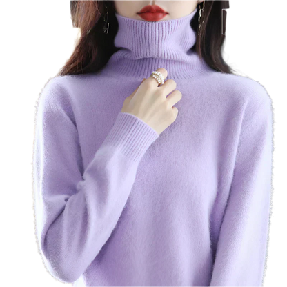 AuroraWeave 100% Cachemira Cuello Alto para Mujeres Tejido de Otoño