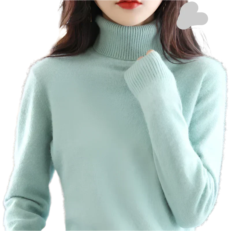 AuroraWeave 100% Cachemira Cuello Alto para Mujeres Tejido de Otoño