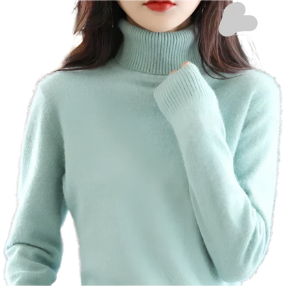 AuroraWeave 100% Cachemira Cuello Alto para Mujeres Tejido de Otoño