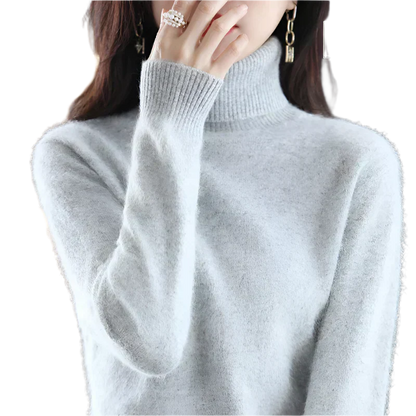 AuroraWeave 100% Cachemira Cuello Alto para Mujeres Tejido de Otoño