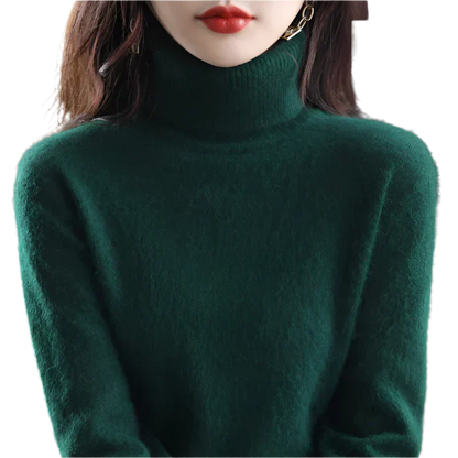 AuroraWeave 100% Cachemira Cuello Alto para Mujeres Tejido de Otoño