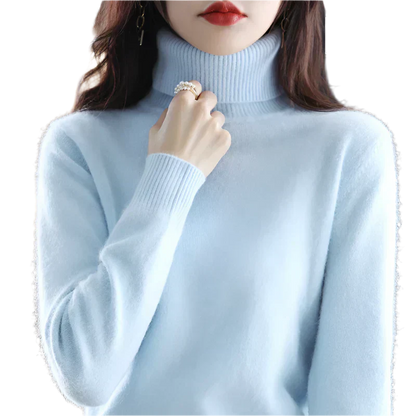 AuroraWeave 100% Cachemira Cuello Alto para Mujeres Tejido de Otoño