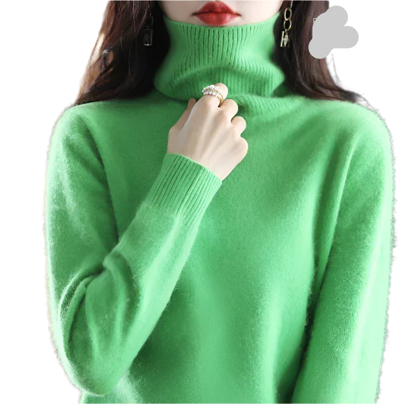 AuroraWeave 100% Cachemira Cuello Alto para Mujeres Tejido de Otoño