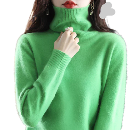 AuroraWeave 100% Cachemira Cuello Alto para Mujeres Tejido de Otoño