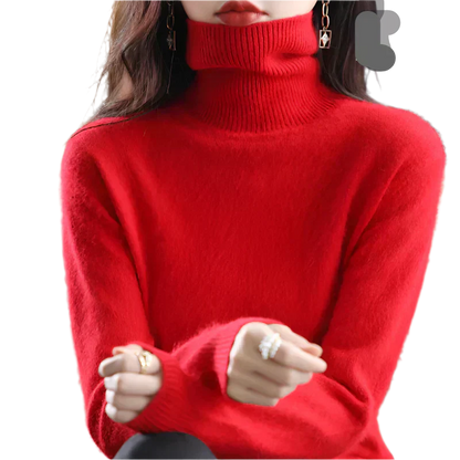 AuroraWeave 100% Cachemira Cuello Alto para Mujeres Tejido de Otoño