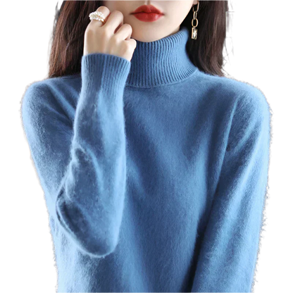 AuroraWeave 100% Cachemira Cuello Alto para Mujeres Tejido de Otoño