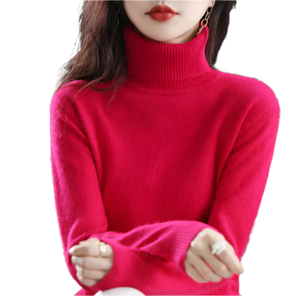 AuroraWeave 100% Cachemira Cuello Alto para Mujeres Tejido de Otoño