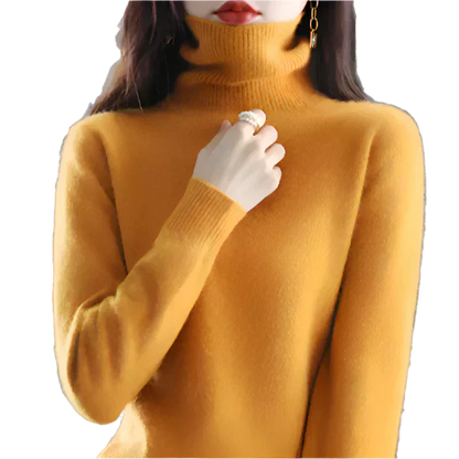 AuroraWeave 100% Cachemira Cuello Alto para Mujeres Tejido de Otoño