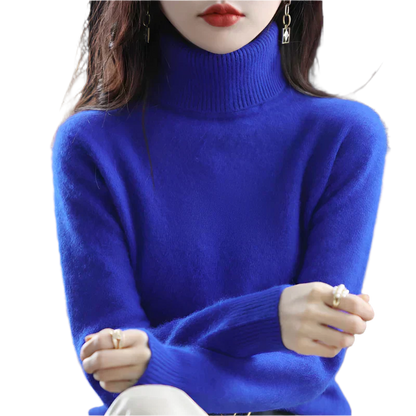 AuroraWeave 100% Cachemira Cuello Alto para Mujeres Tejido de Otoño