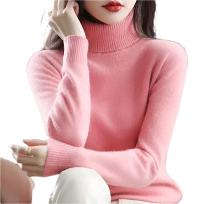 AuroraWeave 100% Cachemira Cuello Alto para Mujeres Tejido de Otoño