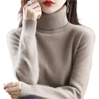 AuroraWeave 100% Cachemira Cuello Alto para Mujeres Tejido de Otoño