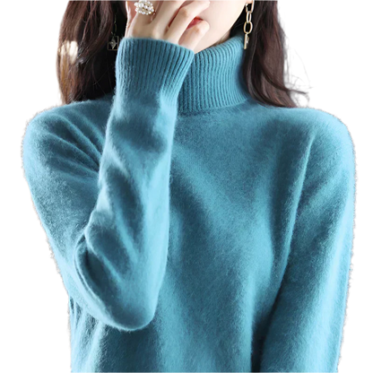 AuroraWeave 100% Cachemira Cuello Alto para Mujeres Tejido de Otoño