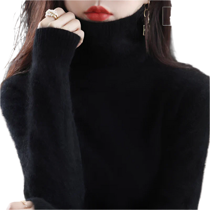 AuroraWeave 100% Cachemira Cuello Alto para Mujeres Tejido de Otoño