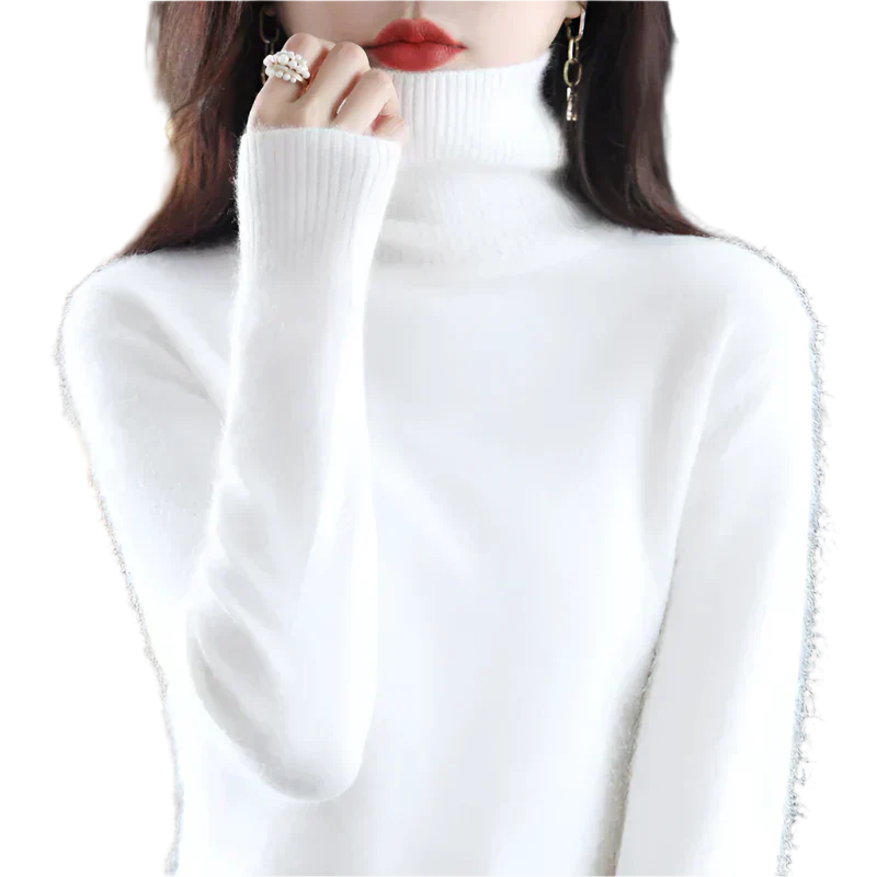 AuroraWeave 100% Cachemira Cuello Alto para Mujeres Tejido de Otoño