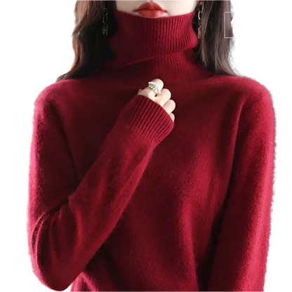 AuroraWeave 100% Cachemira Cuello Alto para Mujeres Tejido de Otoño
