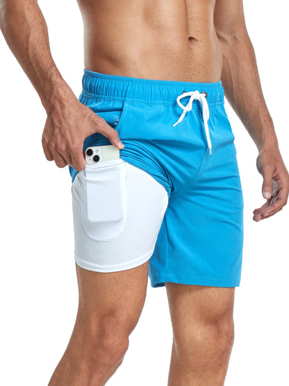 Bañadores | Pantalones Cortos de Secado Rápido y Elasticidad para Hombre con Bolsillo para Teléfono