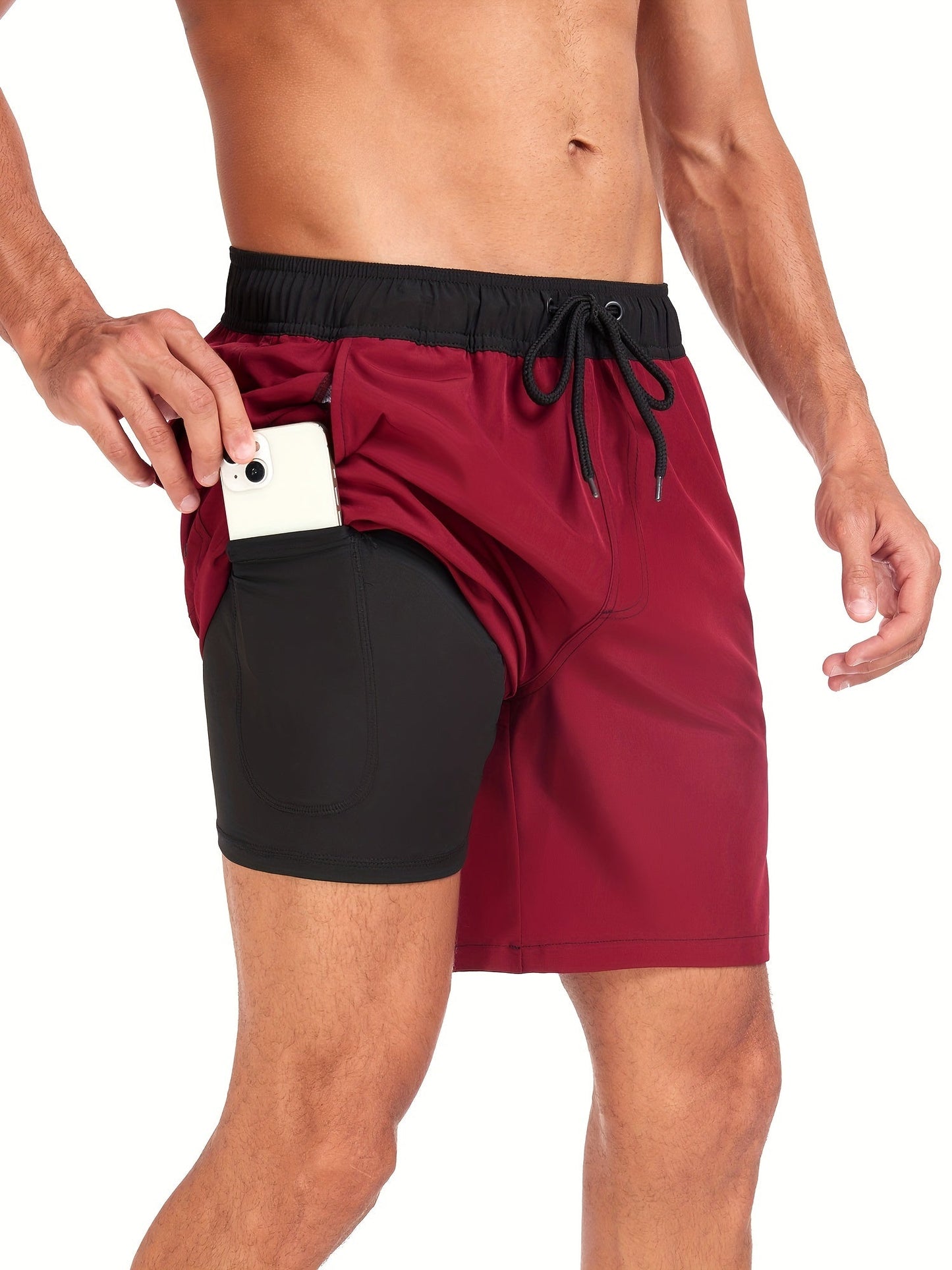 Bañadores | Pantalones Cortos de Secado Rápido y Elasticidad para Hombre con Bolsillo para Teléfono