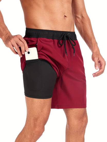 Bañadores | Pantalones Cortos de Secado Rápido y Elasticidad para Hombre con Bolsillo para Teléfono